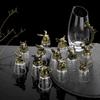Chinese Zodiac Retro Wine Glass Set In Leather Case - Small White Glasses Gift Set