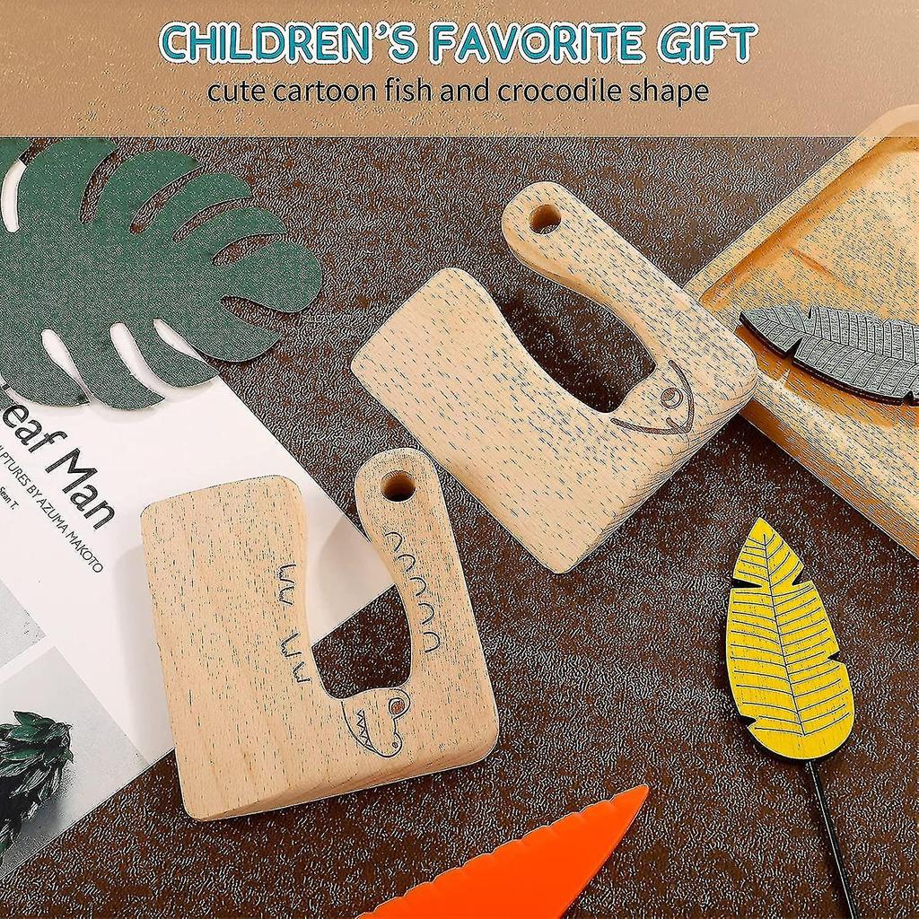 2 Pcs Wooden Kids Knife For Cooking, Children's Safe Knives Wooden Kids Knife For Cooking And Cutting Veggies Fruits