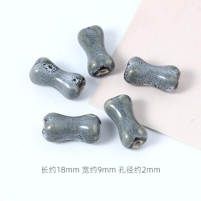 10pcs Design Sense Bone Retro Fun Shaped Ceramic Beads Jewelry Making Materials Charm Bracelet and Necklace Trend Accessories
