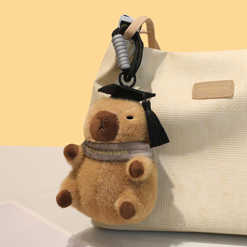 Dr. Capybara Hanging Accessories Cute Animal Stuffed Plush Toys Congratulations Capybara Keychain Backpack Charm Doll Gifts