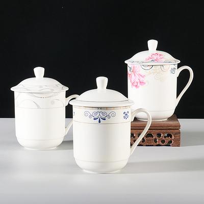 Hotel Hotel Ceramic Water Cup Gift Cup Office Meeting Teacup Drinking Cup Lid Set Mug Engraving