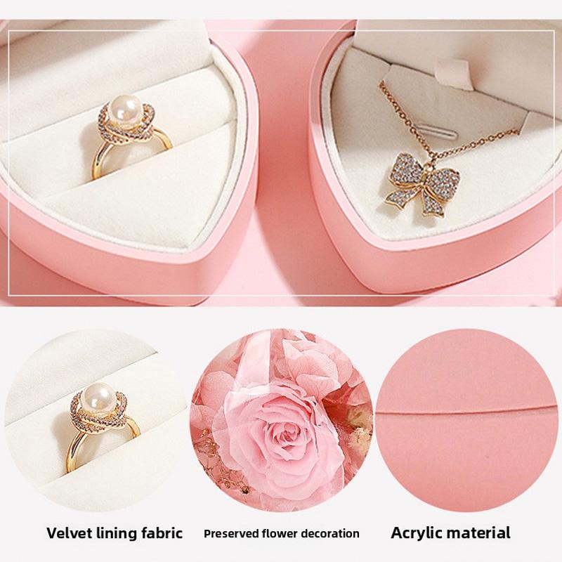 1Pc Marriage Proposal Creative Design Valentine's Day DIY Jewelry Box Romantic Preserved Flower Rose