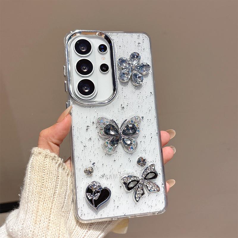 Samsung S26 Ultra/S25/A54 Glitter Rhinestone Butterfly Bowtie Phone Case