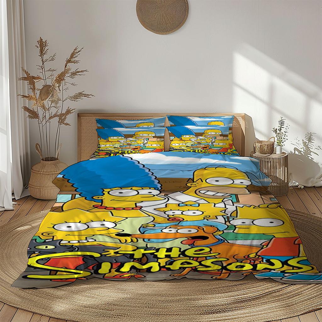 Swimming Simpsons Duvet Cover Set Single Twin Double Queen King Cal King Size Bed Linen Set