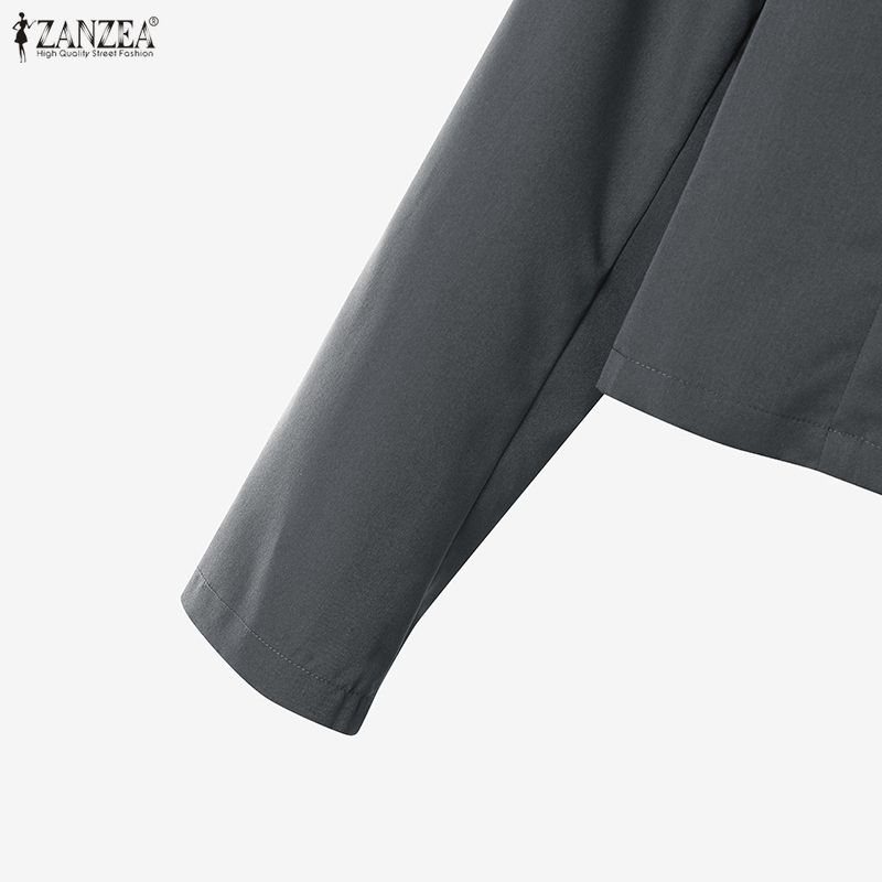 ZANZEA Damska Bluzka z Długim Rękawem i Spódnice Casualowe Zestawy Dwuczęściowe