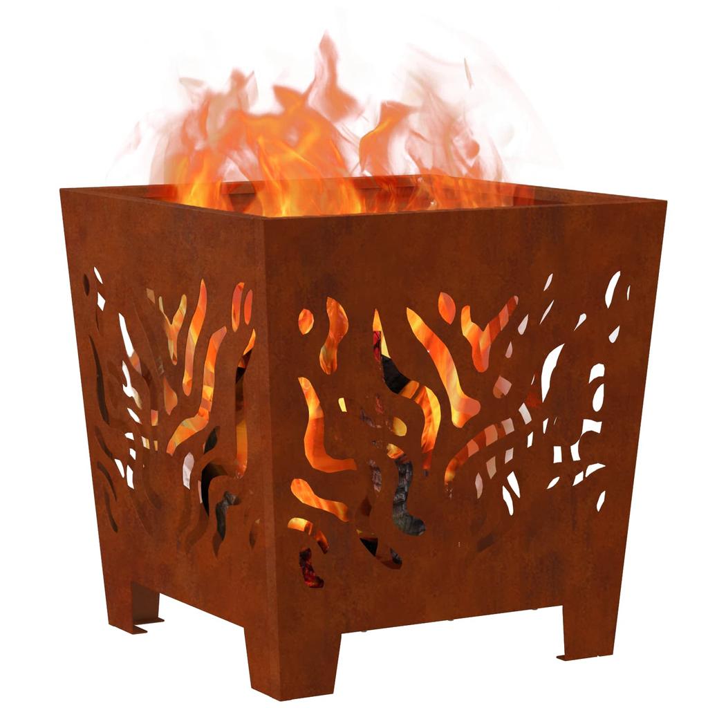 Fire Pit Brown 40 X 40 X 40 Cm Weatherproof Steel
