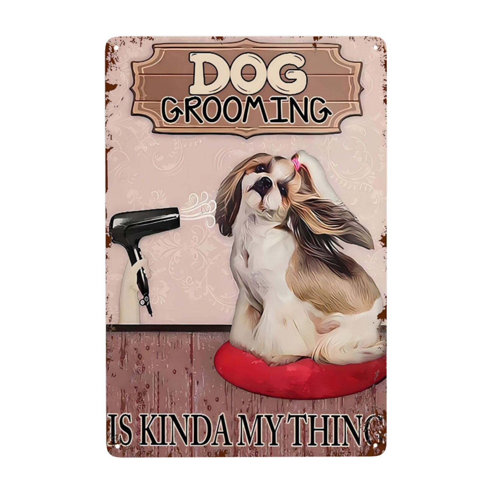 

Винтажная настенная металлическая вывеска для салона для собак, вывеска для салона для груминга собак, фермерский дом, кухня, домашний сад, настенный декор, искусство 8x12 дюймов 20x30cm