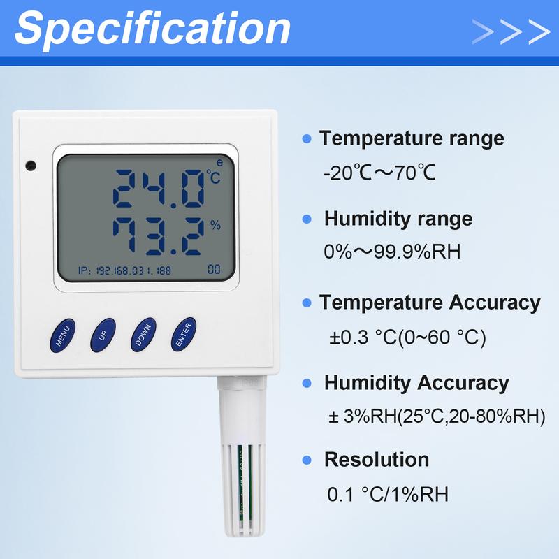 Ethernet temperature and humidity transmitter supports TCP/UDP/SNMP protocol and Poe power supply with External sht30 sensor