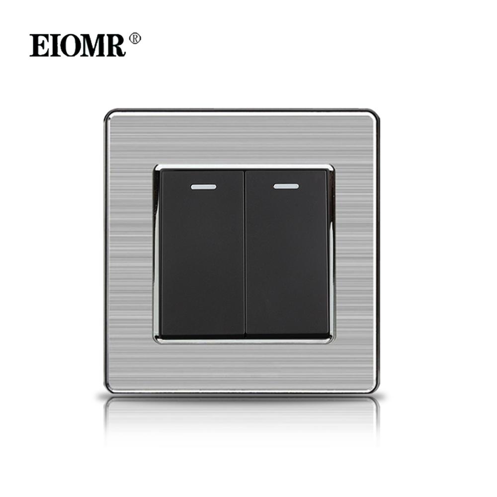 EIOMR 16A Black EU Standard Wall Sockets and Switches Stainless Steel Panel with Children Protective Door with USB Power Outlet