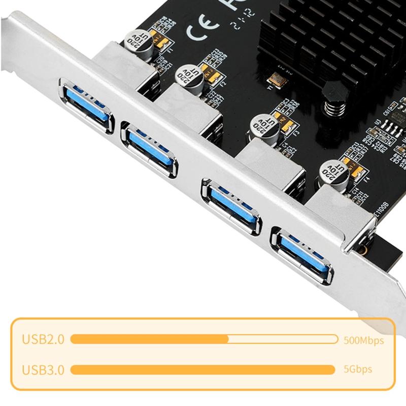 Usb 3.0 PCIE pansion Card 4 Ports PCI-E to USB3.0 Adapter Card Pcie Usb Hub with 4pin Power Interface for OS for Windo