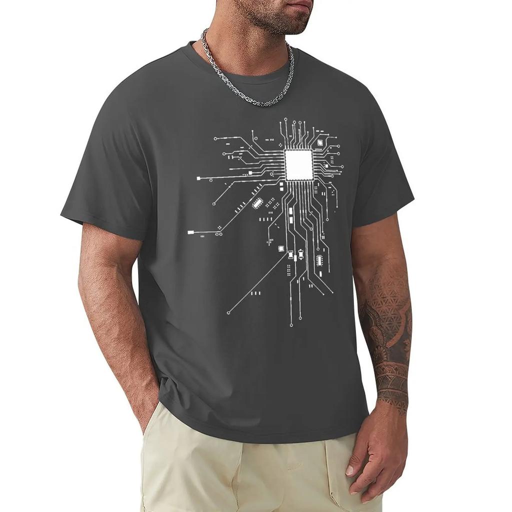 CPU Processor Circuit Diagram T Shirt Men Summer Cotton T-shirt Men's Funny Tops Fashion Tees Homme Brand Unisex Clothes C99