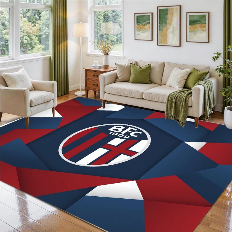 Bologna FC Design Crystal Velvet Rug Soft Decorative Mat for Bedroom Entrance