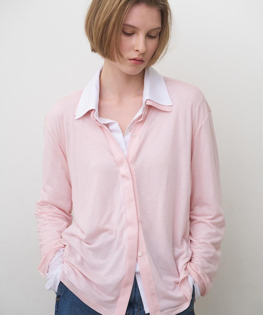 Biyul Tencel See-Through Collared T-Shirt_3Color