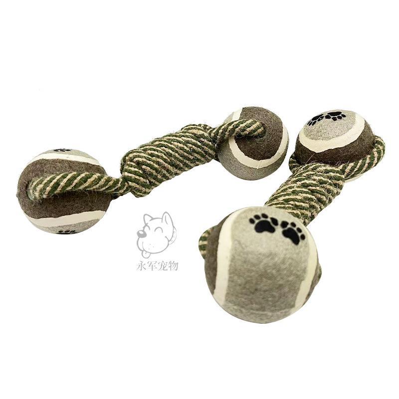 Pet Toys Dog Cotton Rope Knot Toys Weaving Dumbbells Tennis Grinding Teeth Biting Rope Dog Toys Ball Supplies