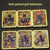 Tibetan Gold-Traced Mahakala Five Wealth Gods Thangka Pendant