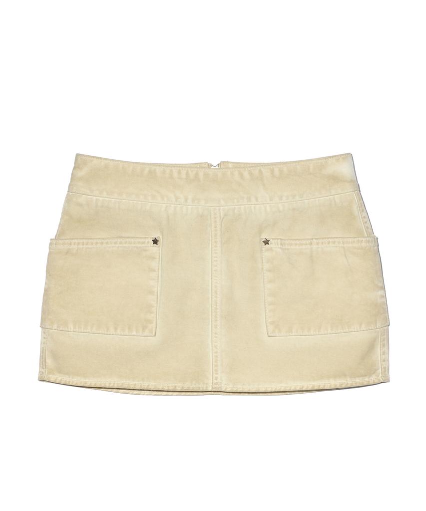 YOUHEE Cotton Pocket Mini Skirts Beige