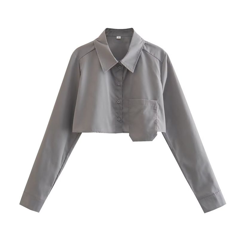 

Kaslead Casual Fashion Lapel Long Sleeve Shirt Grey L
