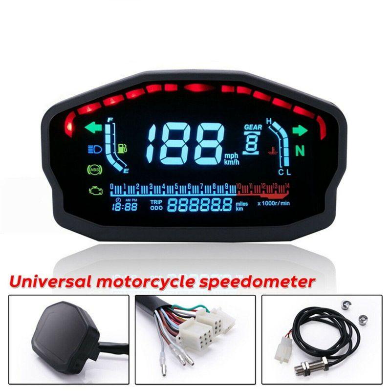 Motorcycle Speedometer LCD Digital Odometer Water Temp Fuel Tachometer RPM Display Universal Motorcycle Modified Accessories