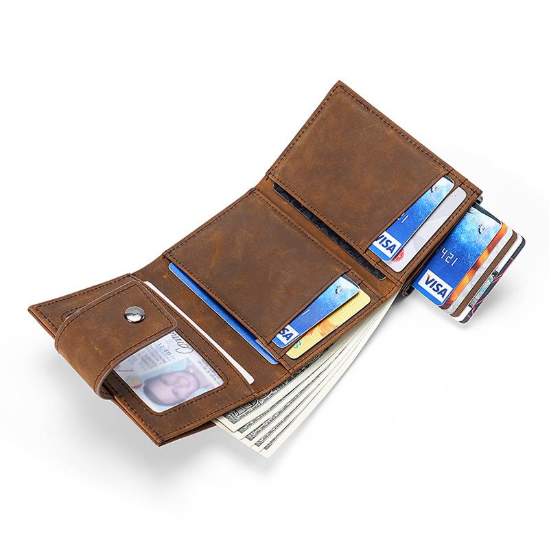 Leather Automatic Pop-up Metal Box Card Bag Men's Leather Airtag Locator Wallet Card Bag Card Clip Integrated