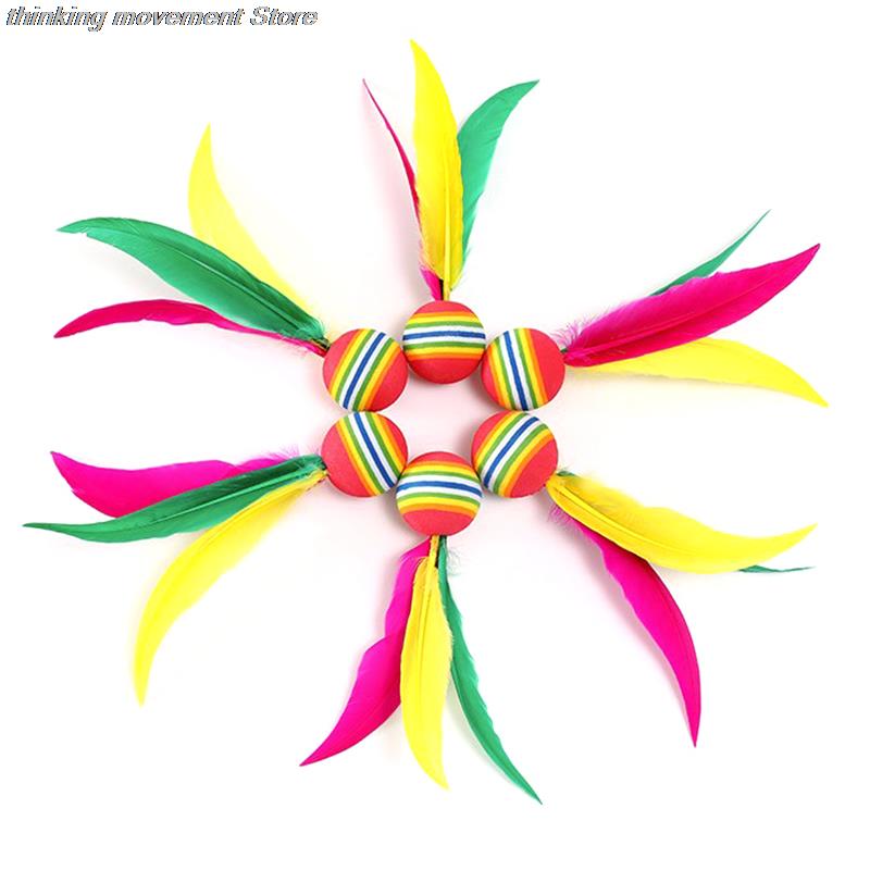 1/5pcs Colorful Feather Shuttlecock China Jianzi Foot Kick Hand wheel Fancy Goose Feather Shuttlecock Fitness entertainment