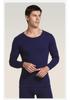Men's 100% Cotton High-Neck Knit Thermal Set: Antibacterial Top & Bottoms, Plus Sizes