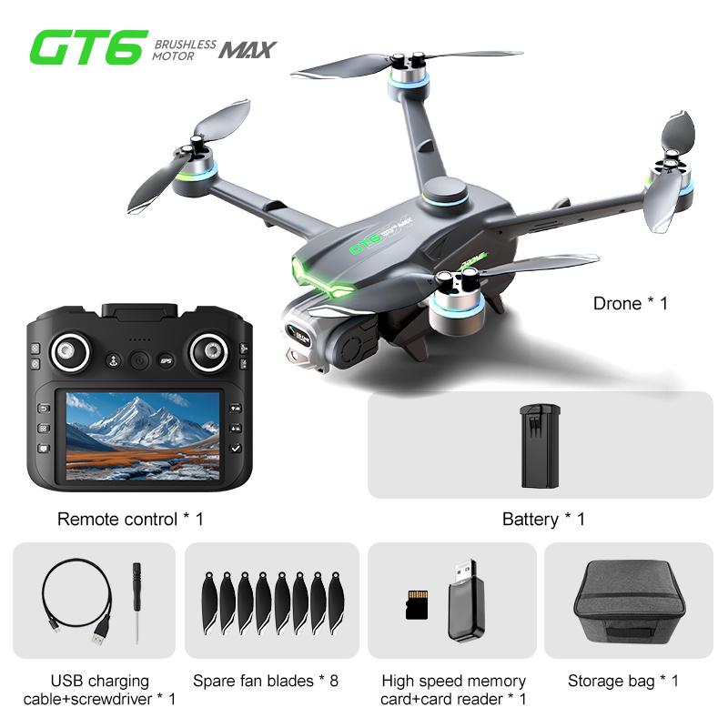 GT6 Drone GPS positioning 4K HD Dual lens Camera obstacle avoidance Brushless optical flow hover With screen RC Foldable Toys