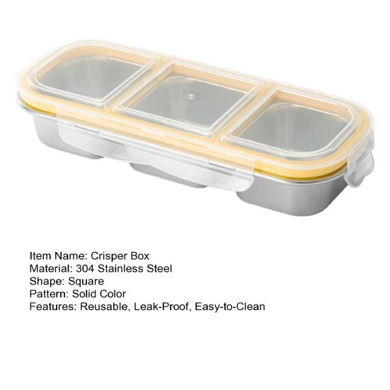 Stainless Steel Snack Container And Adults Box Leak-Proof 3-Compartment Reusable Lunch for Kids Crisper Box