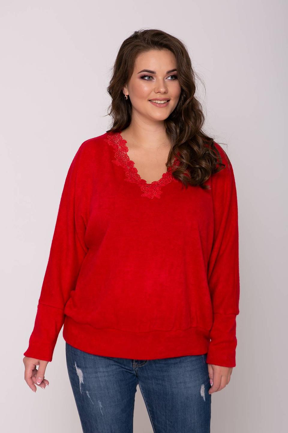 

Джемпер з ангори з мереживом Tatiana ЕРІКА 4XL червоний