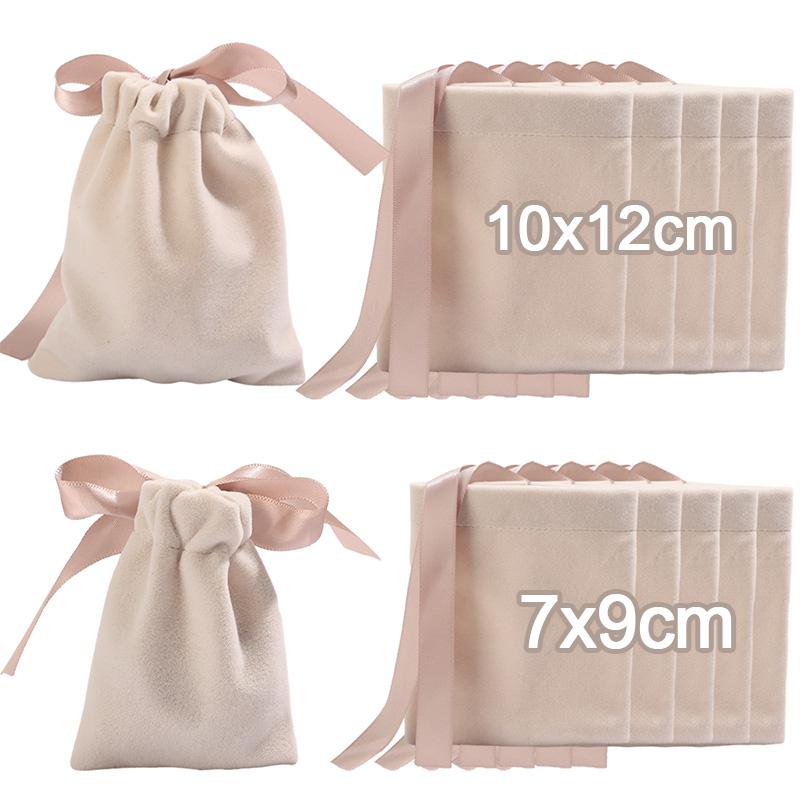 Ribbon Bow Velvet Jewelry Bags Thicken Small Necklace Bracelet Packaging Pouches Drawstring Gift Bag Jewelry Protect Storage Box