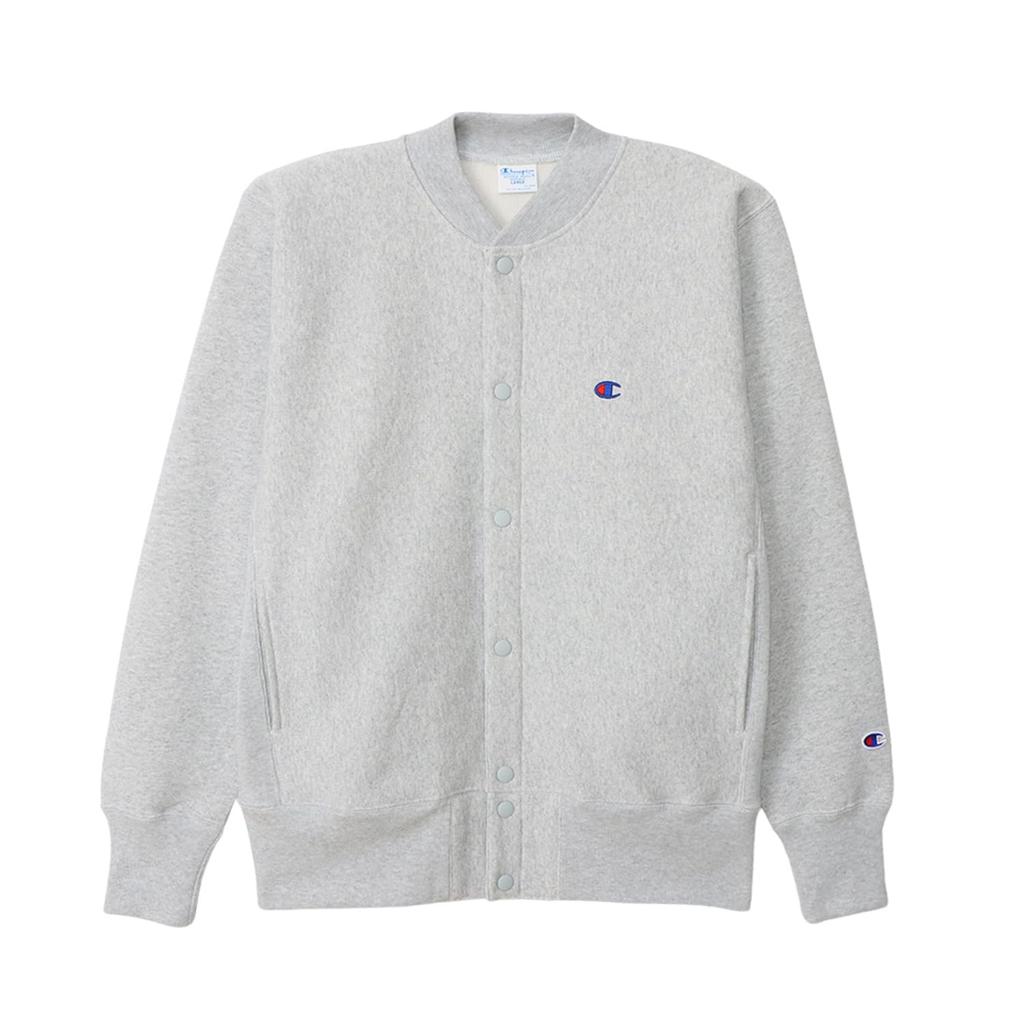 Champion Long Sleeve Crew Neck Cotton Fleece Embroidered REVERSE Snap Silver Men's Sweatshirt, 11.5oz USA, Lining, One-Point Logo, WEAVE® Sweatshirt,