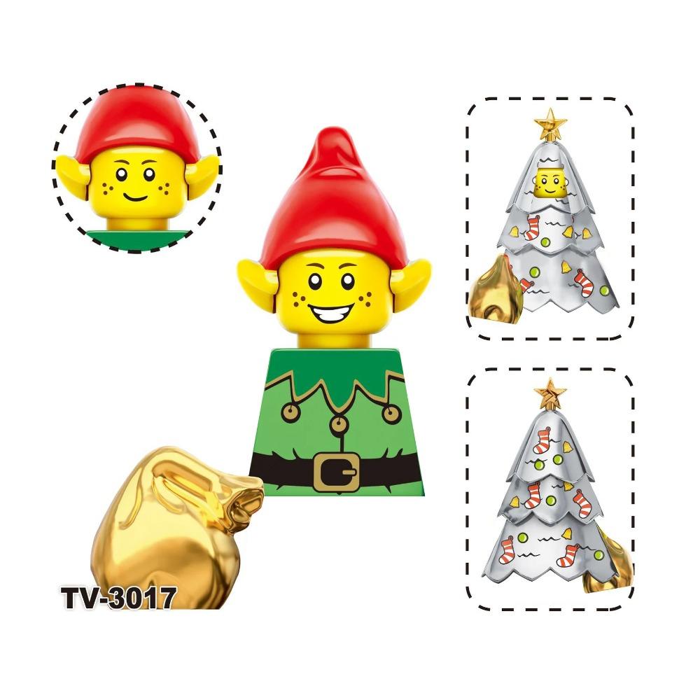 Winter City View Merry Christmas Decoration Flower Wreath Building Blocks House Home Santa Claus Figures Snow Window Bricks Toys