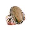 Natural Rhyolite Gemstone Two Tone 925 Sterling Silver Jewelry Ring Size 8 R2V30