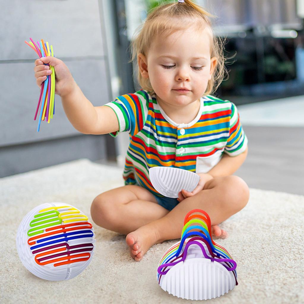 Sensory Activity Ball Toy Split Design with Rubber Ropes for Stress Relief Focus Cognitive Development for Concentration