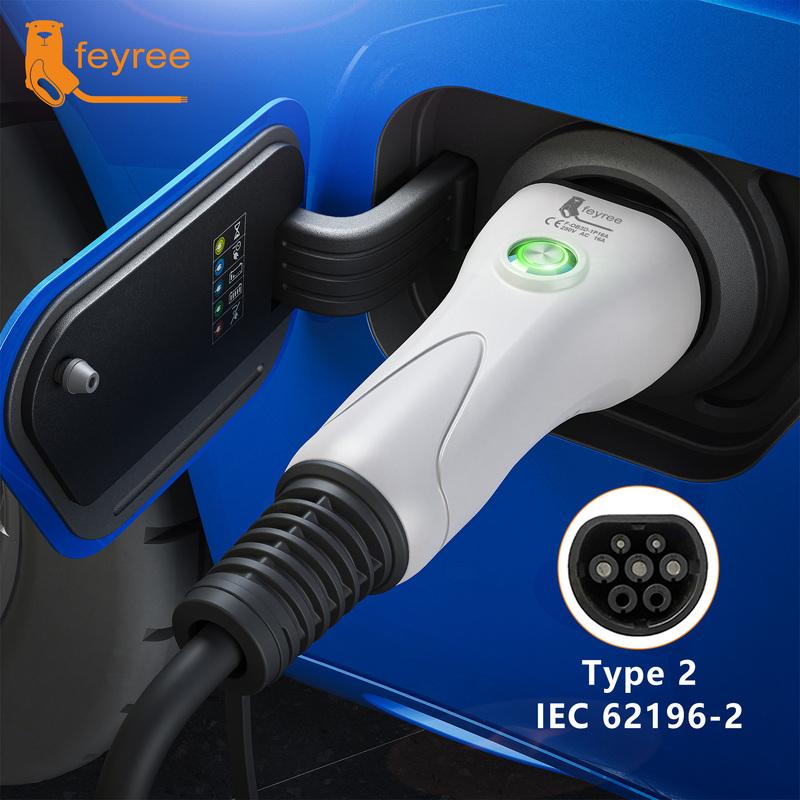 Feyree Type2 EV Charger Plug One-touch Stop Function 16A 32A Charger Socket for Car Side Electric Vehicle Car Charging Station