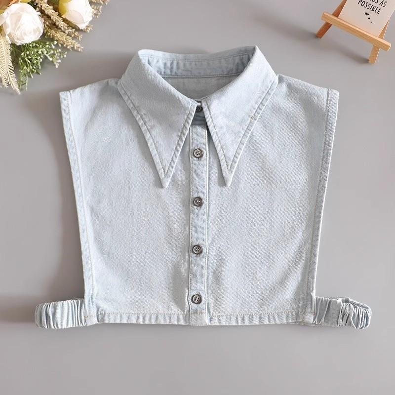 Módní Džínovina Falešný límec Ženy Velká klopa Falešné límečky Žena Dekorace Odnímatelné límečky Kravata Halenka Odnímatelný Nep Kraagie