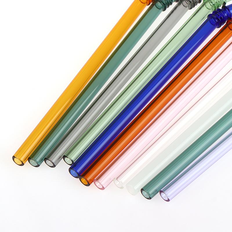1Pc Reusable Glass Straws Colorful Drinking Straw Eco-Friendly High Borosilicate Glass Straw Party Favors Bar Drinkware