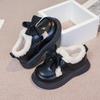Princess Style Leather Shoes  New Winter Girls Plush Lining Dress Shoes Soft Sole Non-slip Classic School Mary Jane Flats