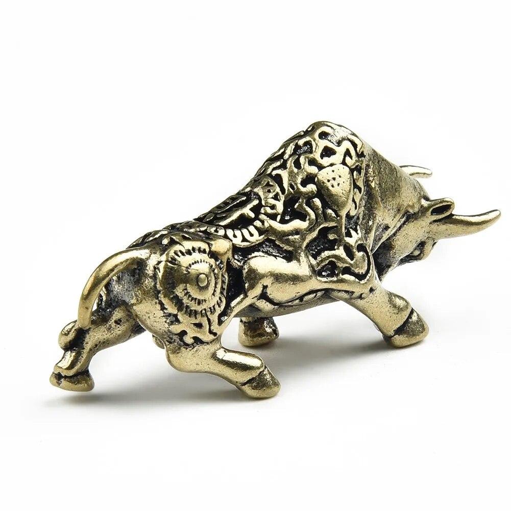 Brass Lucky Bullfighting Statue Copper Animal Miniature Figurine Pendant Home Ornaments