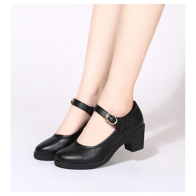 Women Chunky Heel Lightweight Breathable Dot Decor Comfy Spring Outdoor Ankle Strap Casual Low Block Heeled Dance Shoes