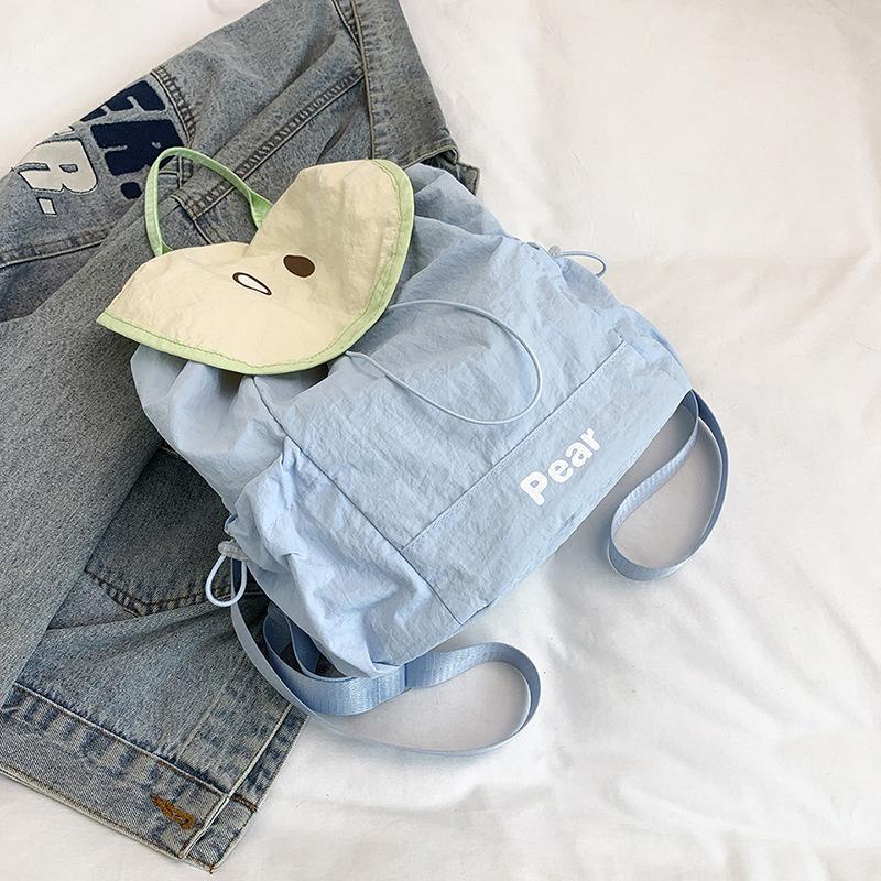 Dopamine Contrast Color Nylon Backpack Cute Fruit Shape String Shoulder Bags Female Leisure Commuting School Bag