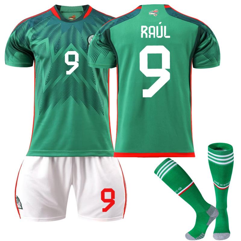 2223 Mexican Football Jersey No. 14 Home 16 Jersey Green 9 Raul 22 Lozeno Set Socks Short Sleeves