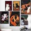 1PC Funny Black White Cats Red Wine Poster Poster Print Home Living Room Bedroom Entrance Bar Cafe Art Canvas Painting Decor