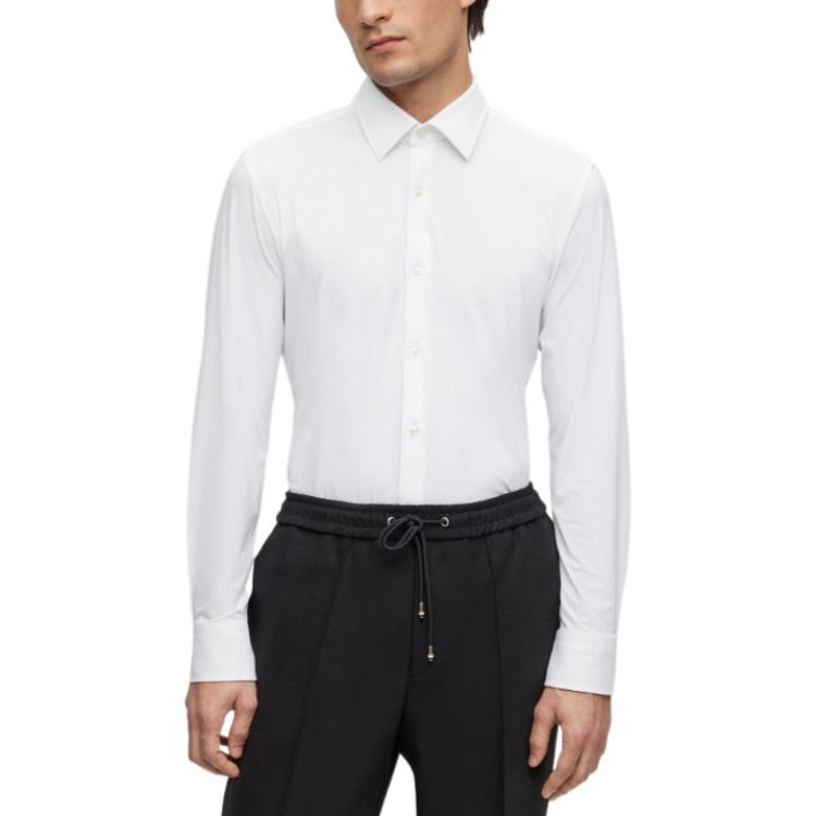 Boss HUGO BOSS Long Sleeved Stretch Jersey Shirt 50490393-100