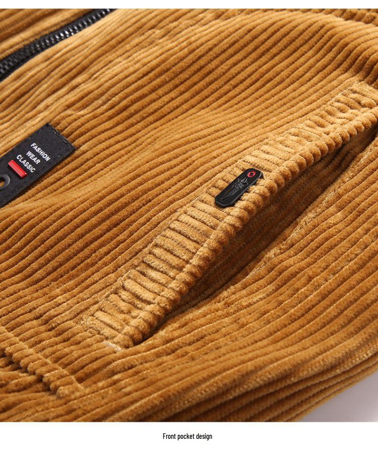 Men's Winter Corduroy Cotton Padded Stand Collar Jacket 9822
