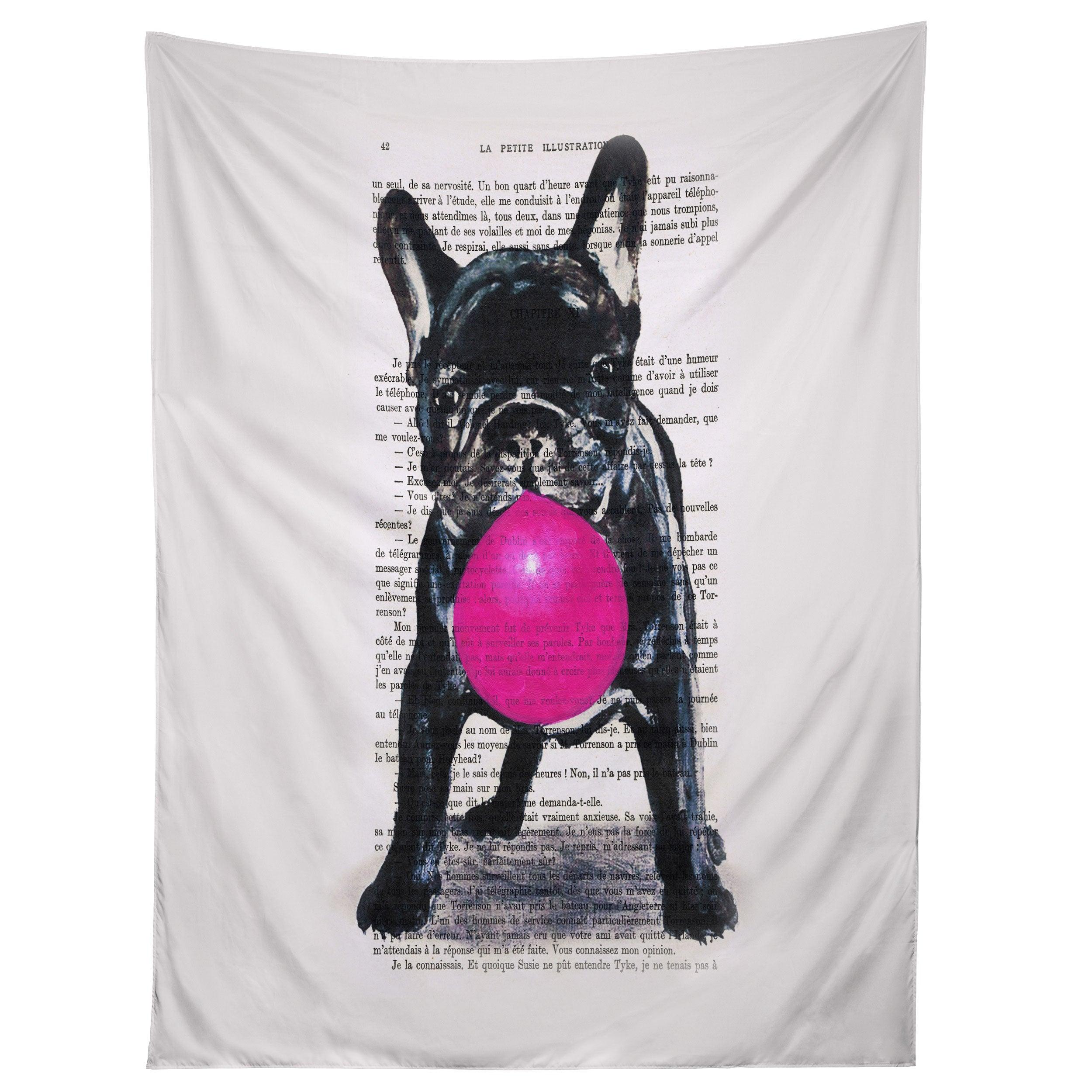 BULLDOG WITH BUBBLEGUM 01 tapestry 75x100