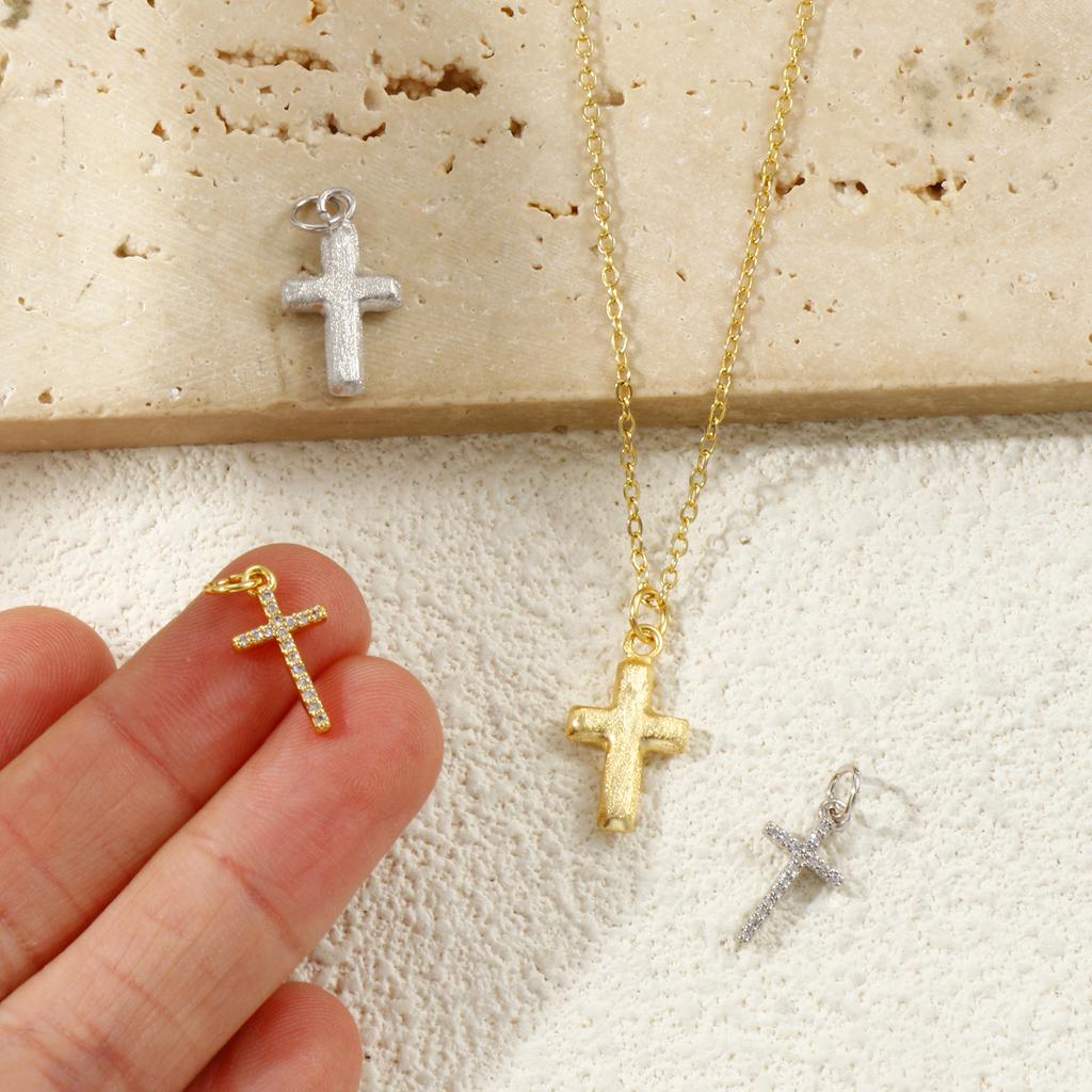 2 PCs Brass Religious Charms Gold Plated Cross Pendants For DIY Necklace Bracelet Earrings Jewelry Making Findings