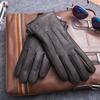 Goatskin Men'S Gloves, Warm In Autumn And Winter, Piled And Thickened, Windproof, Imitation Deerskin Pattern, Sheepskin, Driving Riding Motorcycles