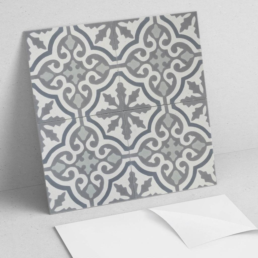Zestaw Kafelków Winylowych Z Nadrukiem Wzór Mozaiki Z Ornamentami 9X30X30 Cm