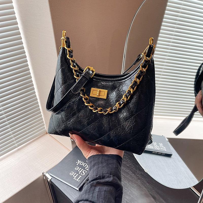 Autumn new retro women's bags diamond chain underarm bags women's shoulder messenger bags