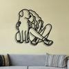 Metall Wandkunst Frau und Hund Heimdeko Tierliebhaber Geschenk